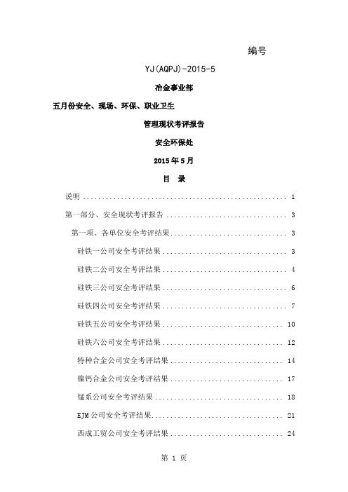 安全、现场、环保、职业卫生管理现状考评报告精品文档114页