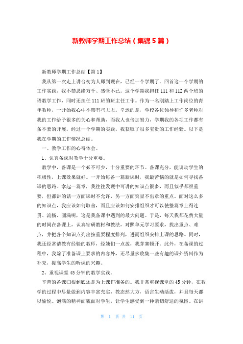 新教师学期工作总结(集锦5篇)