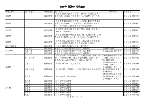 2019年部门预算明细表