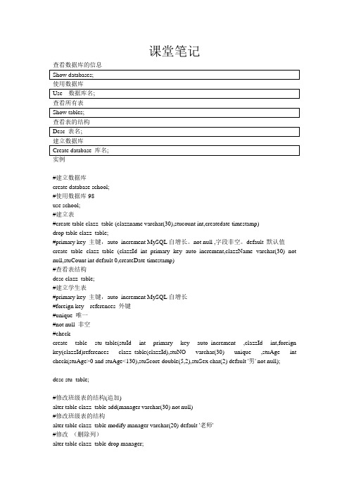 课堂笔记MySQl