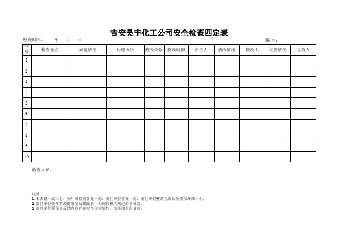 安全检查四定表