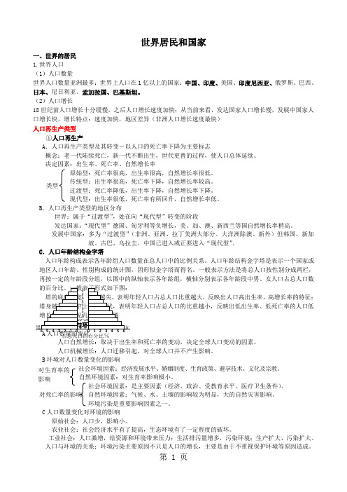 高二地理期末复习——世界居民和国家学案-最新学习文档