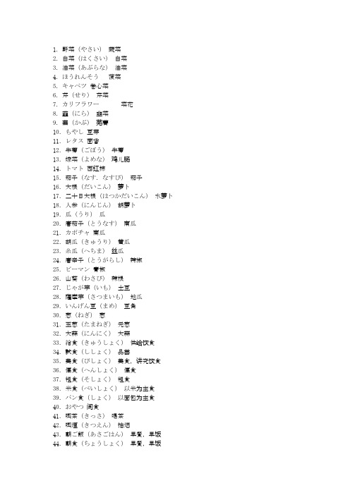 日语中常用的蔬菜和水果