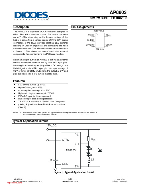 AP8803WTG-7;中文规格书,Datasheet资料