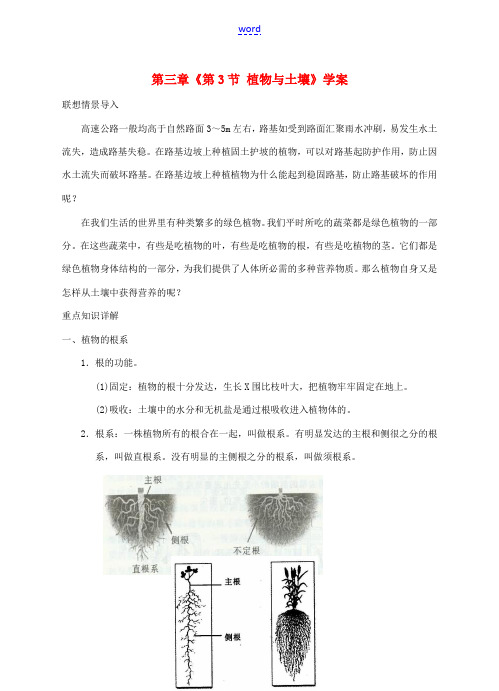 浙江省临海市新概念教育咨询有限公司八年级科学下册 第三章《第3节 植物与土壤》学案 浙教版