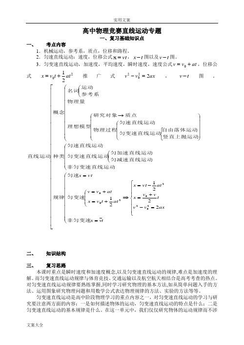 高中物理竞赛及自主招生考试匀变速直线运动专题