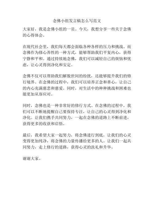 念佛小组发言稿怎么写范文