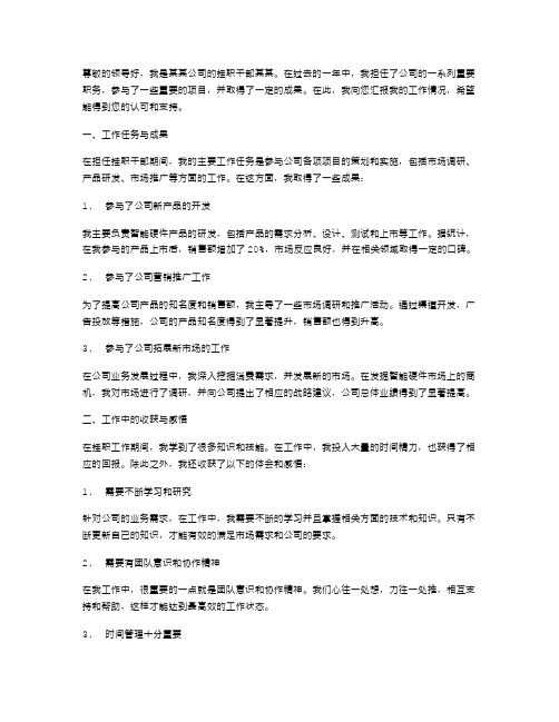 挂职工作述职报告个人述职报告范文