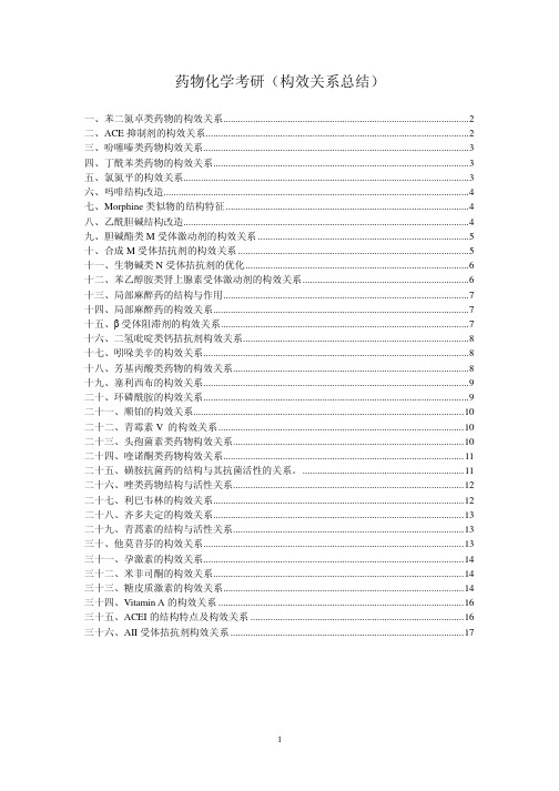 药学综合考研之药物化学构效关系总结