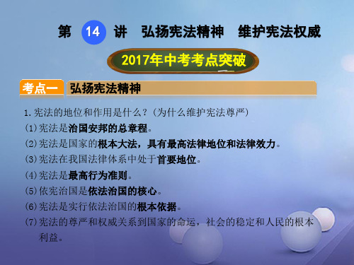 中考政治总复习第14讲弘扬宪法精神维护宪法权威课件