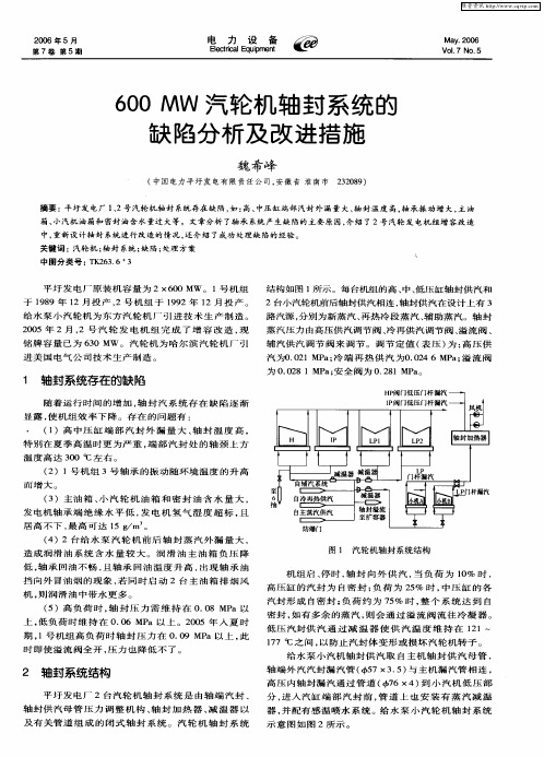 600MW汽轮机轴封系统的缺陷分析及改进措施