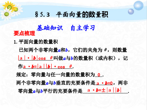 高三数学一轮复习基础过关5.3平面向量的数量积PPT课件