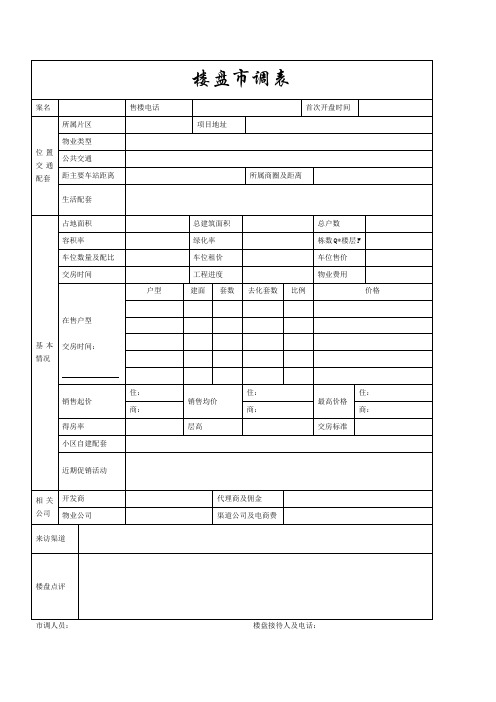 房地产楼盘市调表格