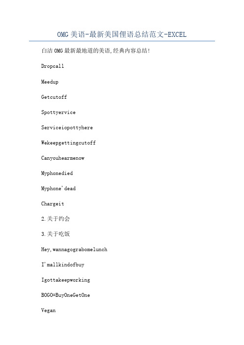 OMG美语-最新美国俚语总结范文-EXCEL