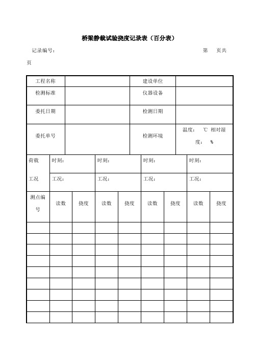 桥梁检测挠度记录表格