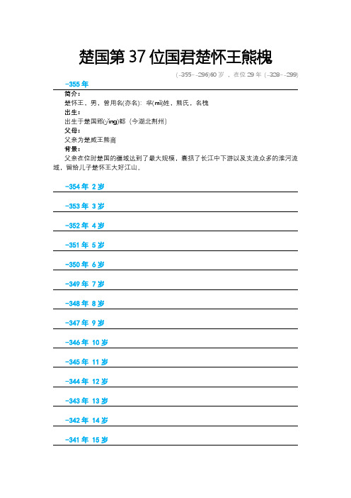 楚国第37位国君楚怀王熊槐