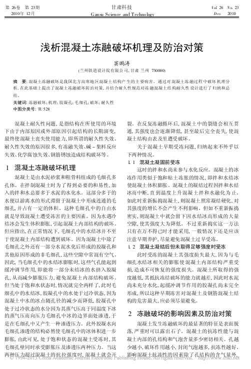 浅析混凝土冻融破坏机理及防治对策_窦鹏涛