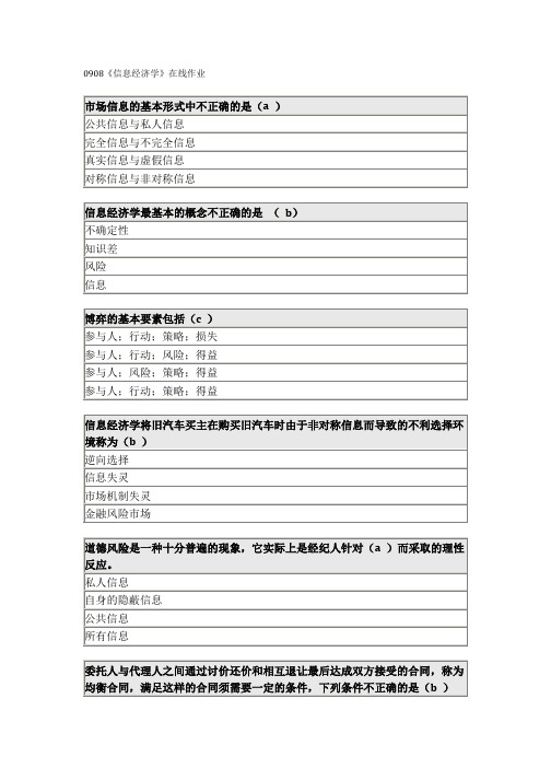 0908《信息经济学》在线作业