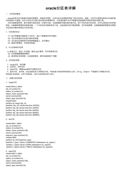 oracle分区表详解