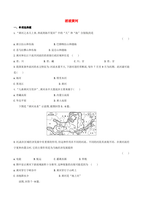 【金榜学案】2020版八年级地理上册 2.3.3 滔滔黄河达标检测 (新版)湘教版