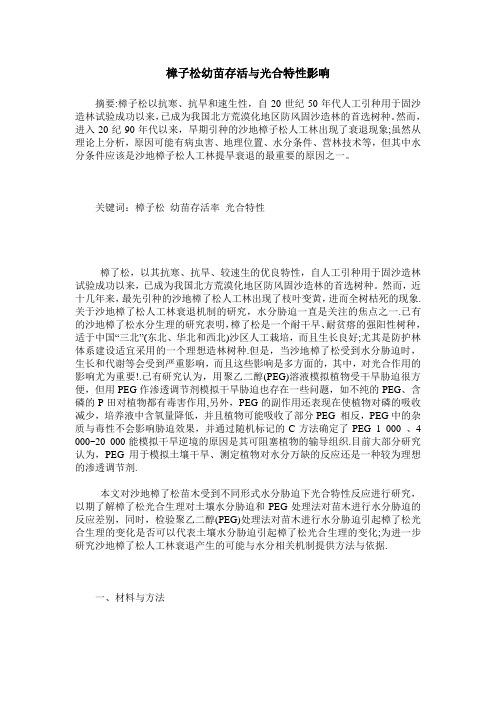 樟子松幼苗存活与光合特性影响