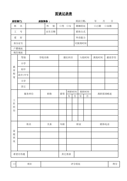 面谈记录表