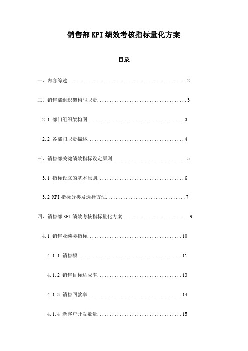 销售部KPI绩效考核指标量化方案