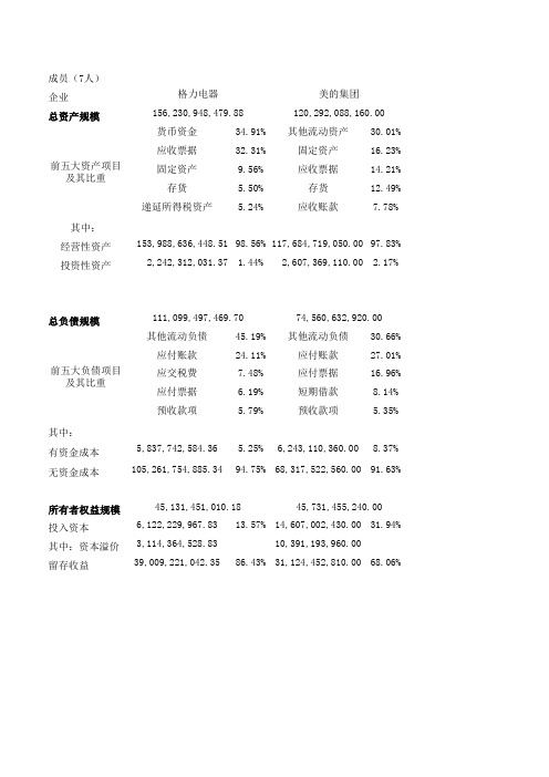 家电制造业资产负债表财务分析