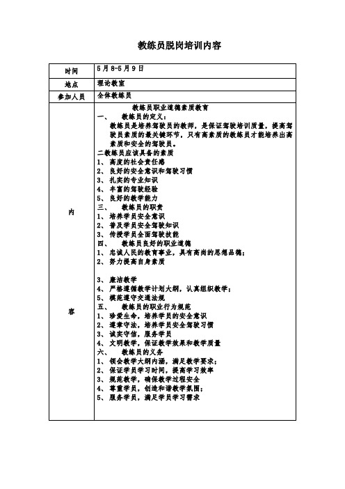 教练员脱岗培训内容2