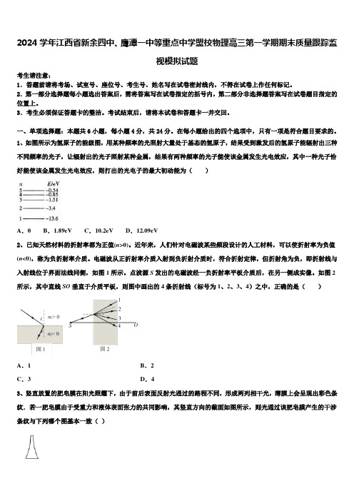 2024学年江西省新余四中、鹰潭一中等重点中学盟校物理高三第一学期期末质量跟踪监视模拟试题含解析