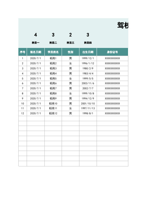 驾校学员报名登记表