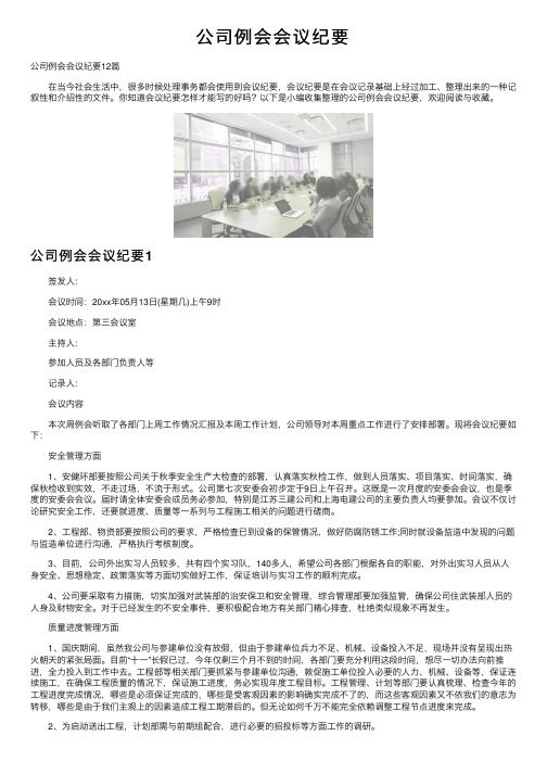 公司例会会议纪要