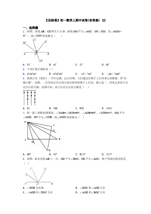 【压轴卷】初一数学上期中试卷(含答案) (2)