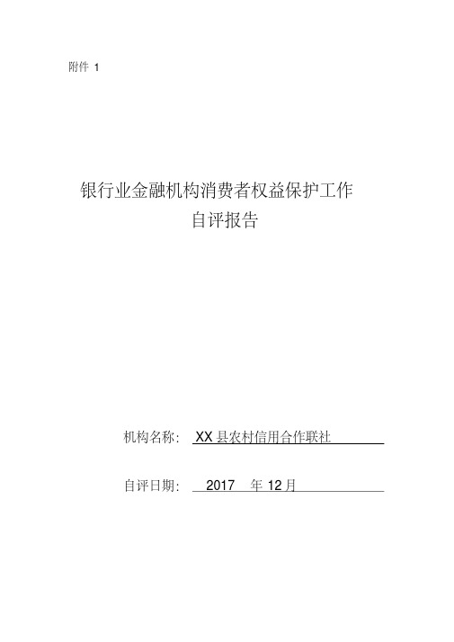 XX银行消费者权益保护工作自评报告