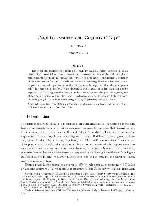 Cognitive Games and Cognitive Traps