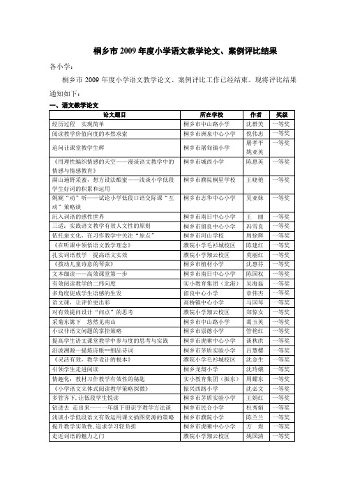 文教学论文、案例评比结果