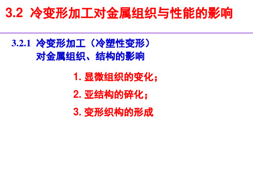 3.2冷变形加工对金属组织性能影响
