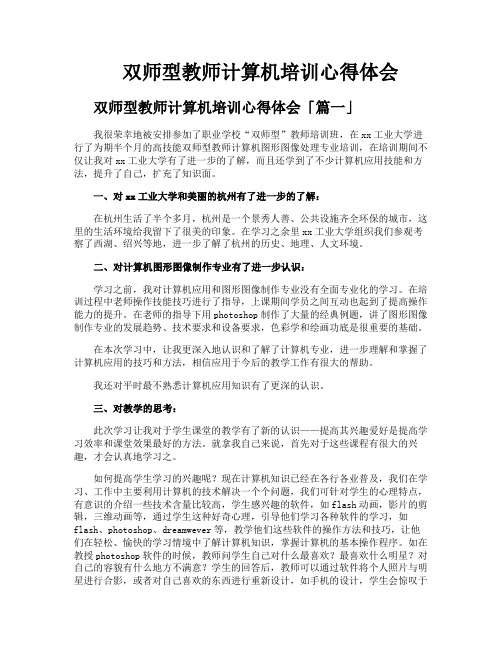 双师型教师计算机培训心得体会