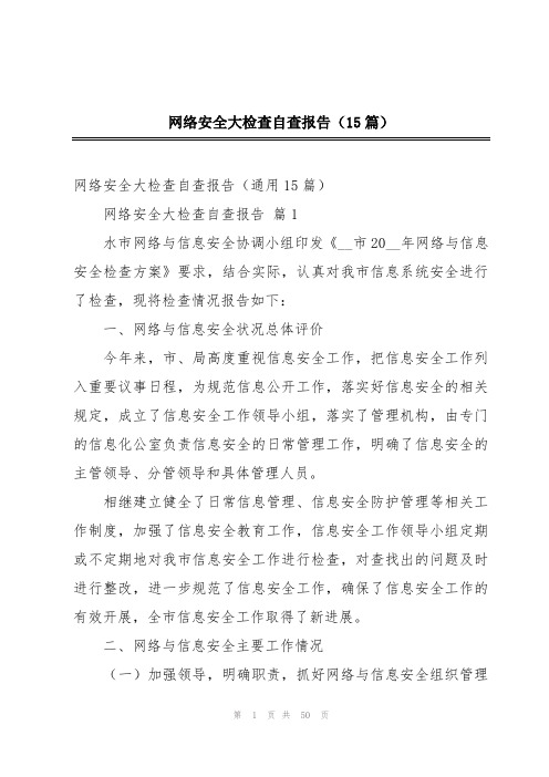 网络安全大检查自查报告(15篇)