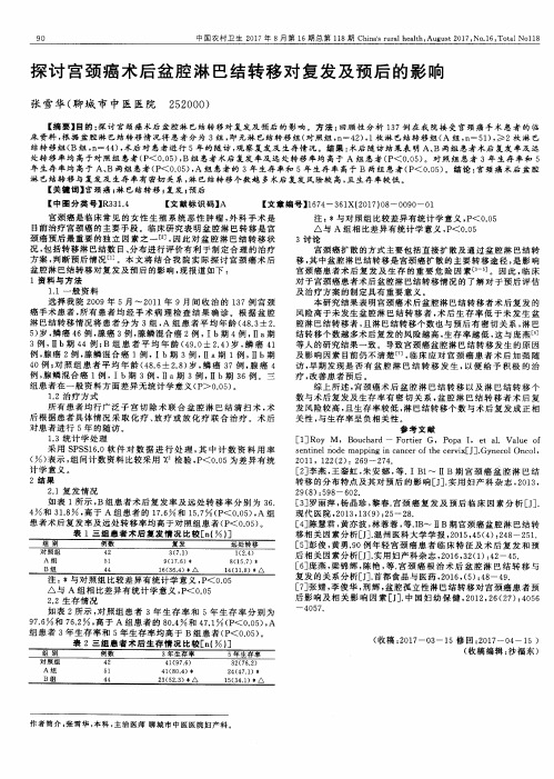 探讨宫颈癌术后盆腔淋巴结转移对复发及预后的影响