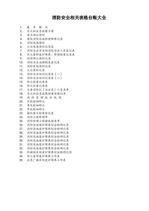 消防安全相关表格台账大全