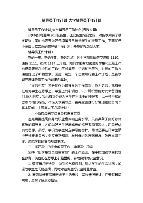 辅导员工作计划_大学辅导员工作计划