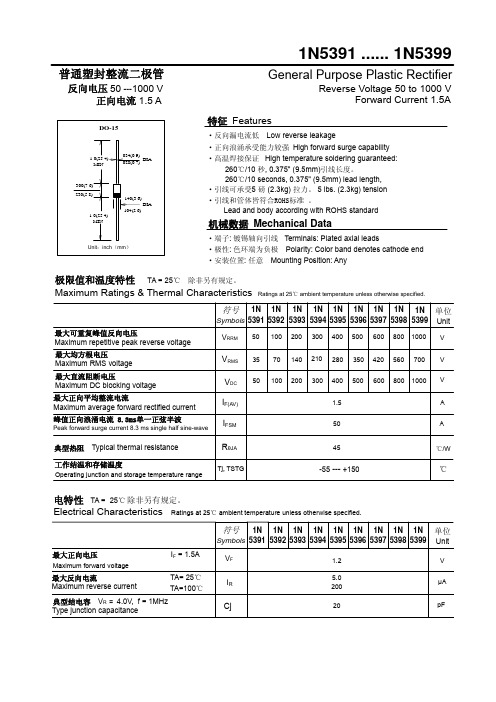 1N5391-1N5399中文资料,PDF资料