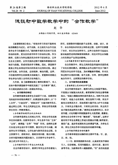 浅谈初中数学教学中的“合作教学”