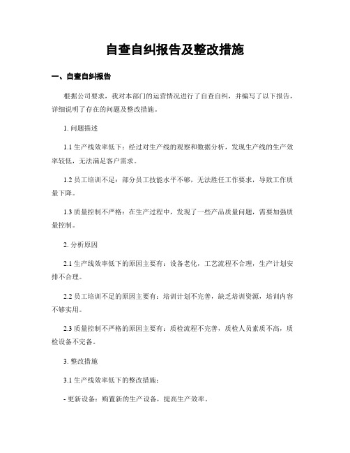 自查自纠报告及整改措施