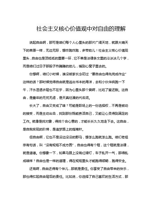 社会主义核心价值观中对自由的理解