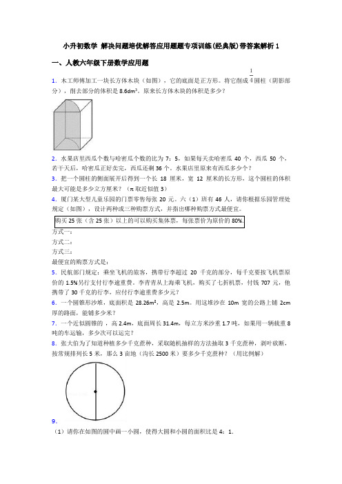 小升初数学 解决问题培优解答应用题题专项训练(经典版)带答案解析1