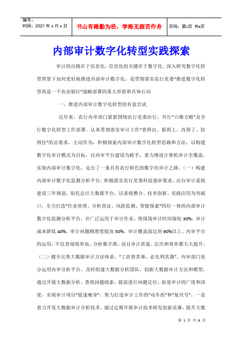 内部审计数字化转型实践探索