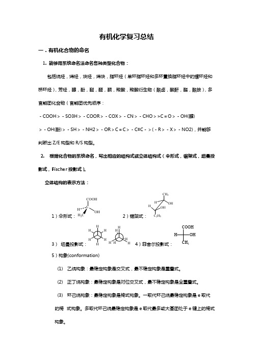 (完整版)大学有机化学复习重点总结(各种知识点_鉴别_命名),推荐文档