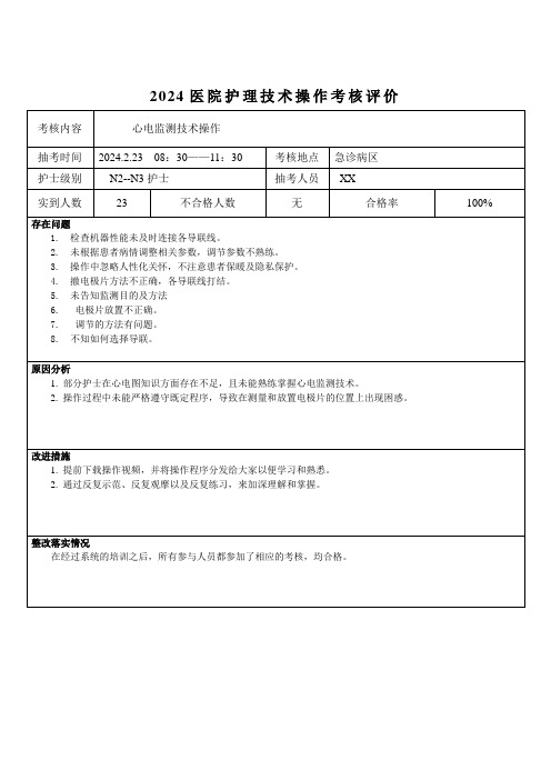 2024医院护理技术操作考核评价表